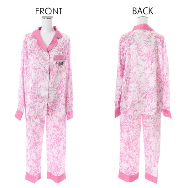 画像9: 【ルームウェア】リーフプリントサテンシャツパジャマ [HC02] (9)