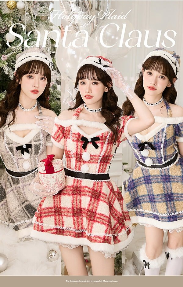 画像7: 【クリスマスコスプレ7点セット】【Malymoon/マリームーン】ホリデーチェックサンタ【フリーサイズ/1カラー】[OF03] (7)