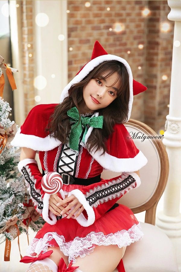画像8: 【即日発送】【クリスマスコスプレ7点セット】【Malymoon/マリームーン】ネコ耳ケープサンタ【フリーサイズ/1カラー】[YMT] (8)