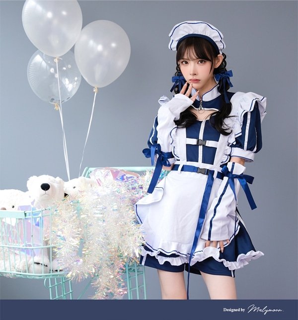 画像14: 【即日発送】アクセントラインハーネスジャージメイド【マリームーン】【ハロウィンコスプレ6点セット】【フリーサイズ/3カラー】[OF04] (14)