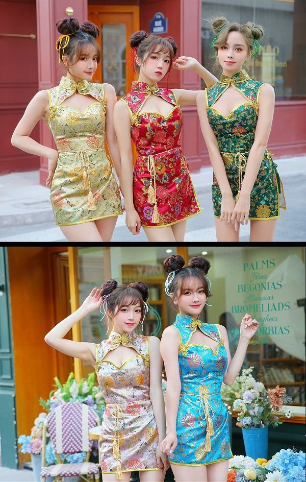 画像6: 【即日発送】セクシーチャイナドレス5カラー《ハロウィンコスプレ4点セット》【Malymoon/マリームーン】[HC02] (6)