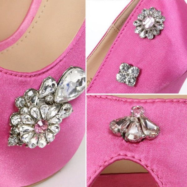 画像8: NEWサイズ追加【Rechercher】フラワービジューがCuteで華やか♪サテンオープントゥパンプス[OF02] (8)