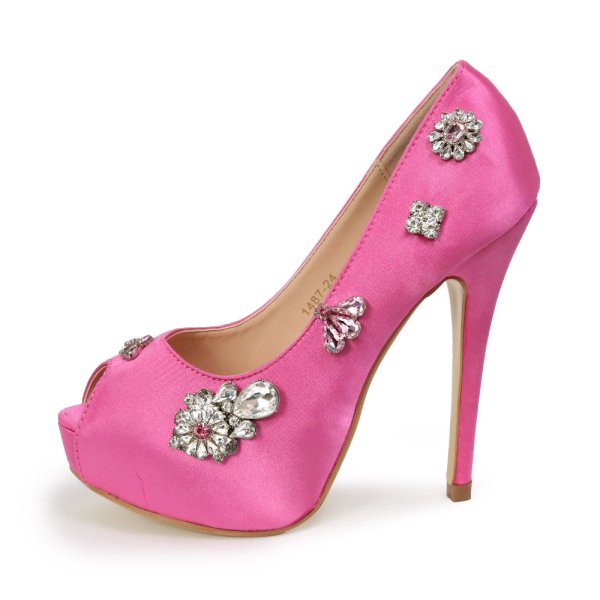 画像6: NEWサイズ追加【Rechercher】フラワービジューがCuteで華やか♪サテンオープントゥパンプス[OF02] (6)