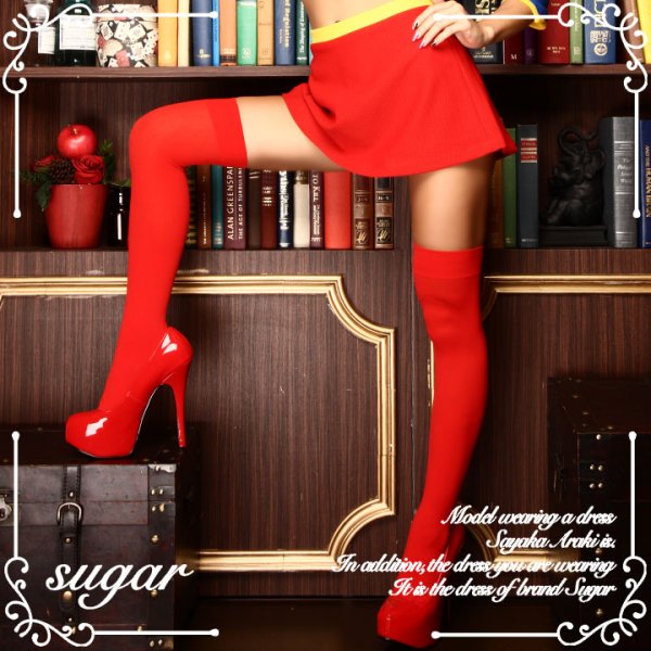 画像4: 【ハロウィン小物】レッドニーハイソックス【PW37000】[HC03] (4)