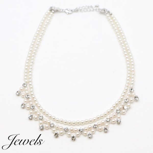 画像2: 【アクセサリー：ネックレス】シーンを選ばず着用出来る小粒のパール&ダイヤでコーデの相性も◎パールネックレス[OF02-U] (2)