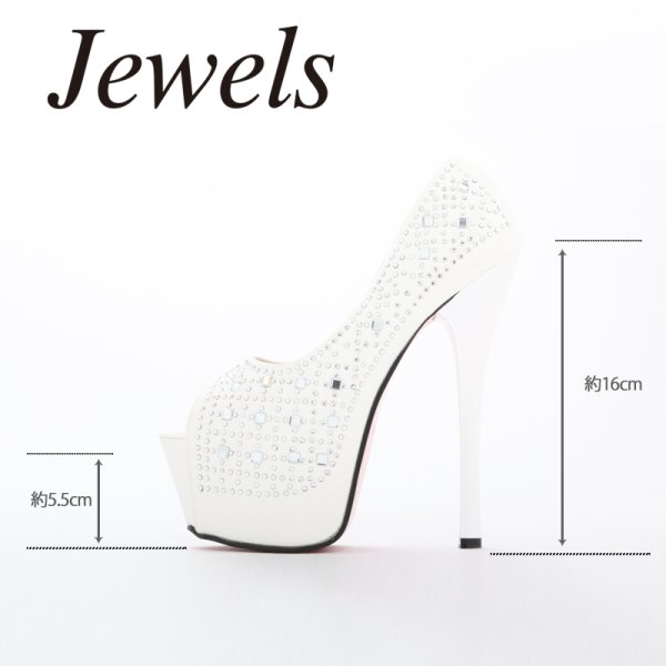 画像10: 【5size/3color】豪華に煌めくストーンの人気デザイン♪16cmヒールのオープントゥパンプス[OF02] (10)