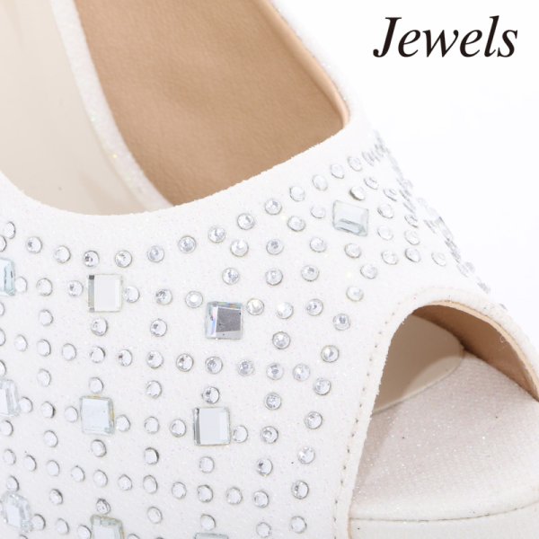 画像8: 【5size/3color】豪華に煌めくストーンの人気デザイン♪16cmヒールのオープントゥパンプス[OF02] (8)