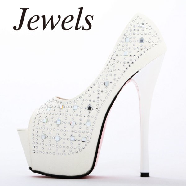 画像5: 【5size/3color】豪華に煌めくストーンの人気デザイン♪16cmヒールのオープントゥパンプス[OF02] (5)