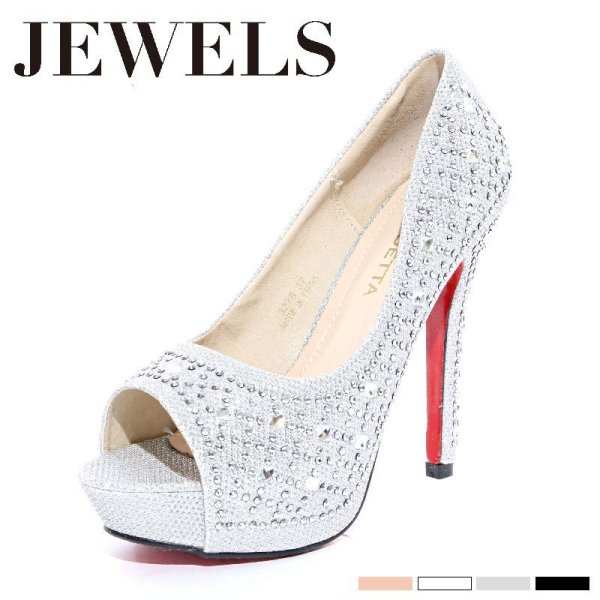 画像3: 再入荷!【5サイズ/4カラー】敷き詰められた輝くストーンが豪華に煌めく♪☆4色展開の12cmヒールオープントゥパンプス[OF02] (3)