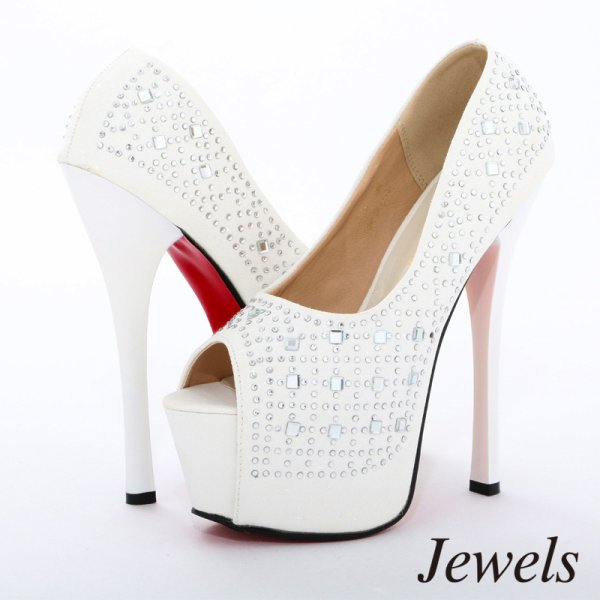 画像7: 【5size/3color】豪華に煌めくストーンの人気デザイン♪16cmヒールのオープントゥパンプス[OF02] (7)