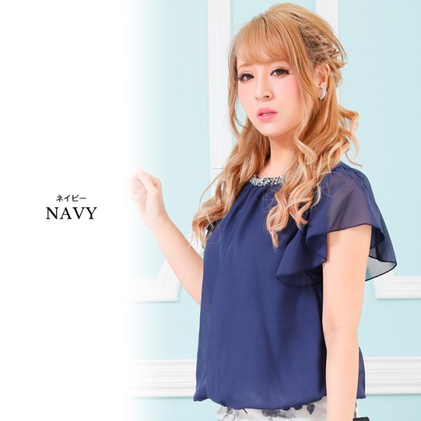 画像3: SALE!【ブラウス・フリーサイズ/4カラー】上質シフォン生地のショートスリーブブラウス[HC02]【YN】 (3)