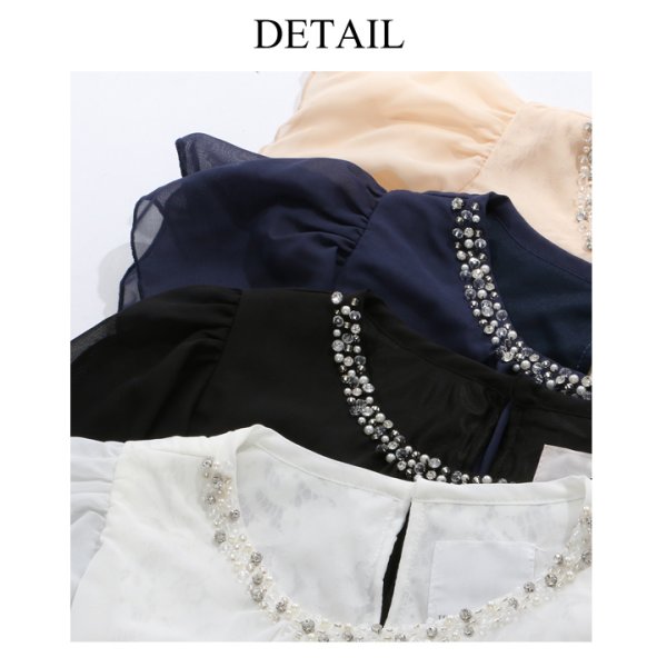 画像12: SALE!【ブラウス・フリーサイズ/4カラー】上質シフォン生地のショートスリーブブラウス[HC02]【YN】 (12)