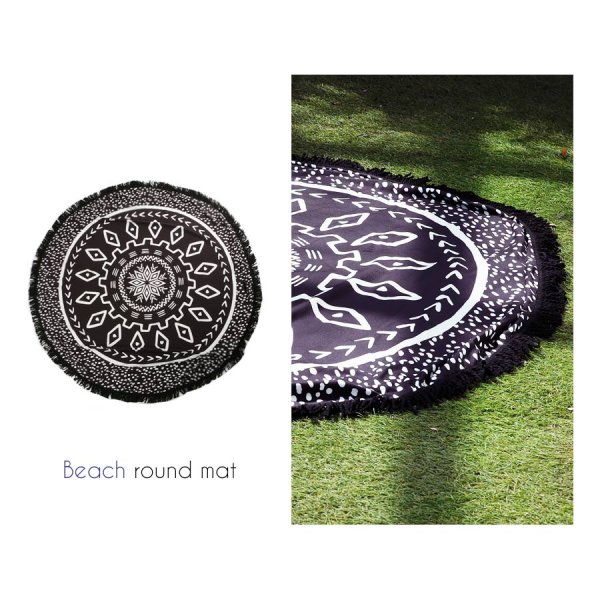 画像2: 【即日発送】【水着小物：ビーチマット】ブラックカラービーチマット[YMT] (2)