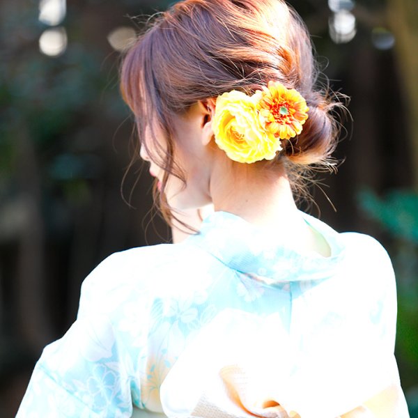 画像5: 【浴衣小物：コサージュ】ミニガーベラコサージュ髪飾り[YMT] (5)