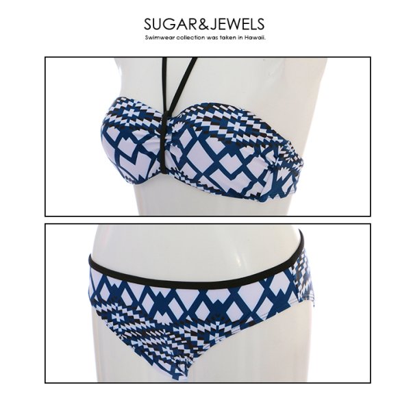画像4: 【即日発送】【水着セール】【水着】【2サイズ / 1カラー】ジオメトリックホルタービキニ[YMT] (4)