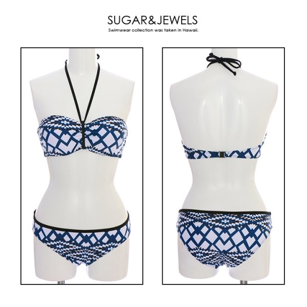 画像3: 【即日発送】【水着セール】【水着】【2サイズ / 1カラー】ジオメトリックホルタービキニ[YMT] (3)