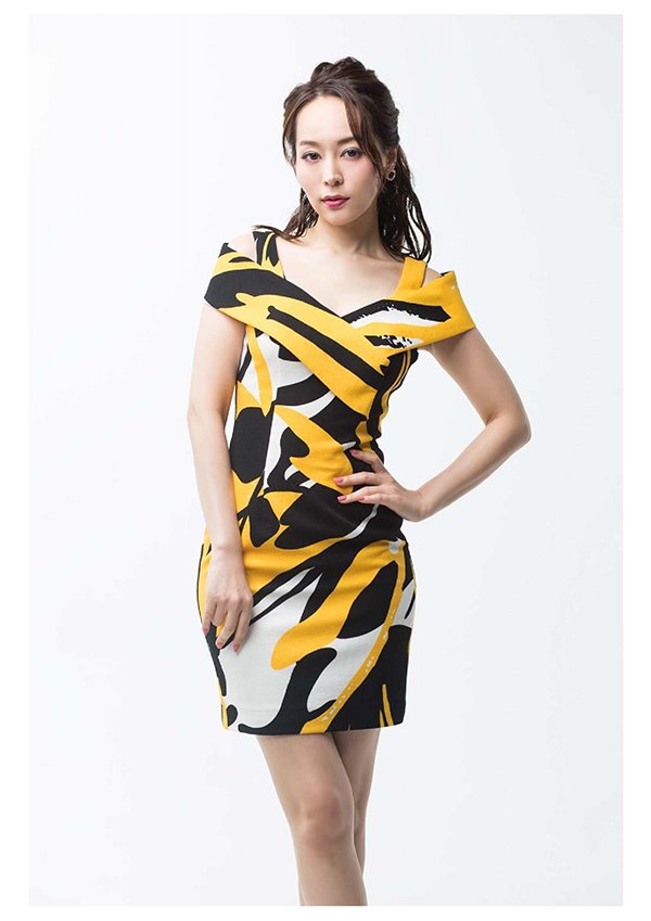 画像3: 値下げ!【高級ドレスSALE】シックなモダン柄xストレッチミニキャバドレス・s1F1705 (3)