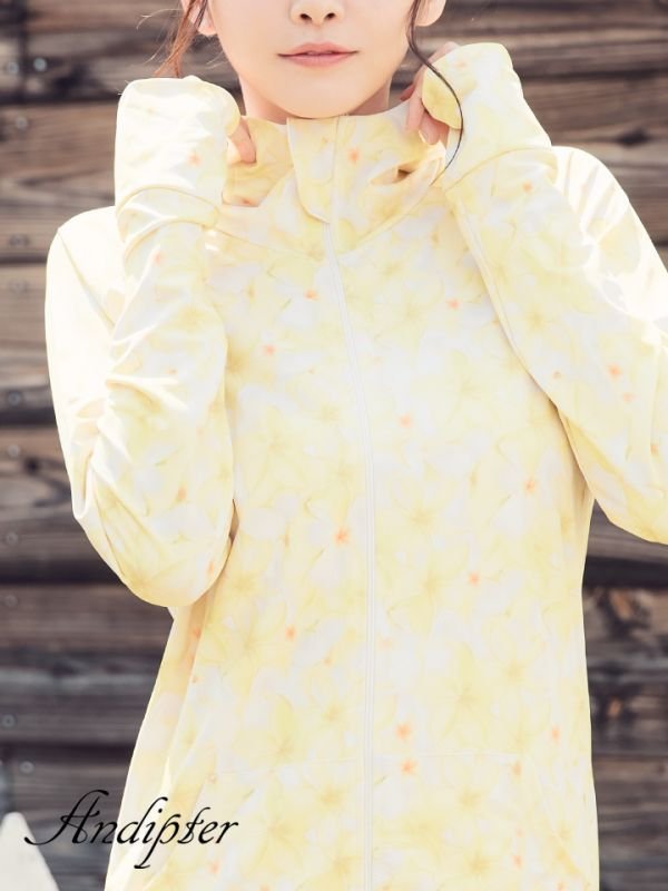 画像3: 値下げ！【ラッシュガード】UVカットパーカー/ジャージ/スウェット/部屋着/パジャマ/杉原杏璃×sugarコラボプルメリアパーカー/ジャージ/スウェット/部屋着/パジャマ/[YMT] (3)