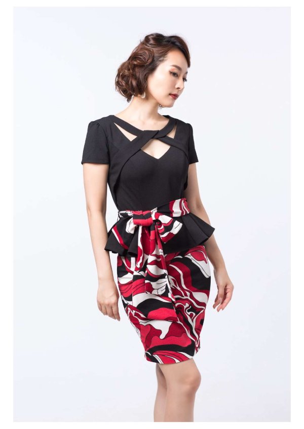 画像3: 値下げ!【高級ドレスSALE】カットアウト/ペプラム/マーブルプリント/キャバドレス (3)