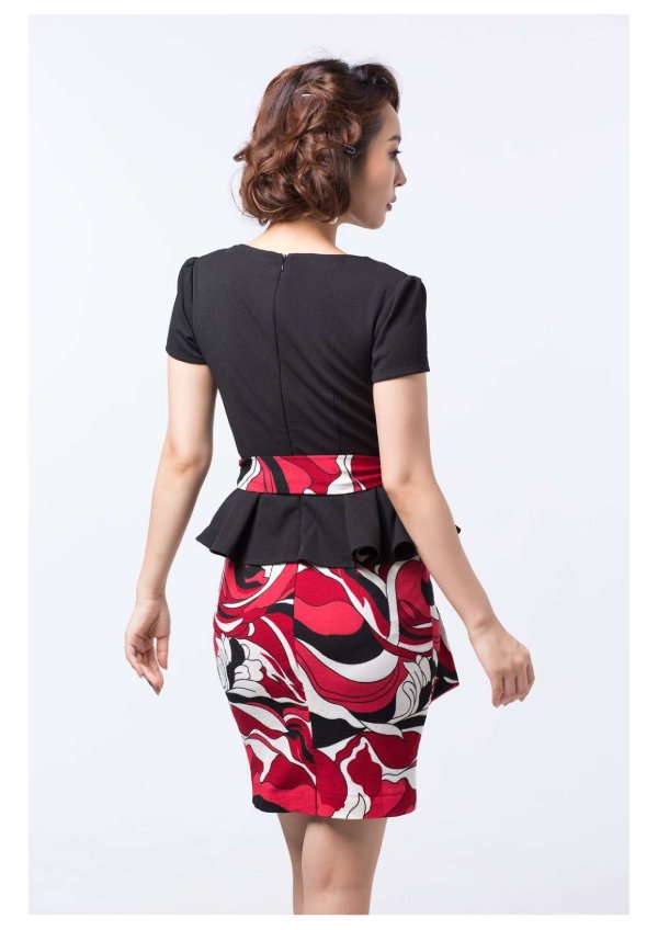 画像4: 値下げ!【高級ドレスSALE】カットアウト/ペプラム/マーブルプリント/キャバドレス (4)