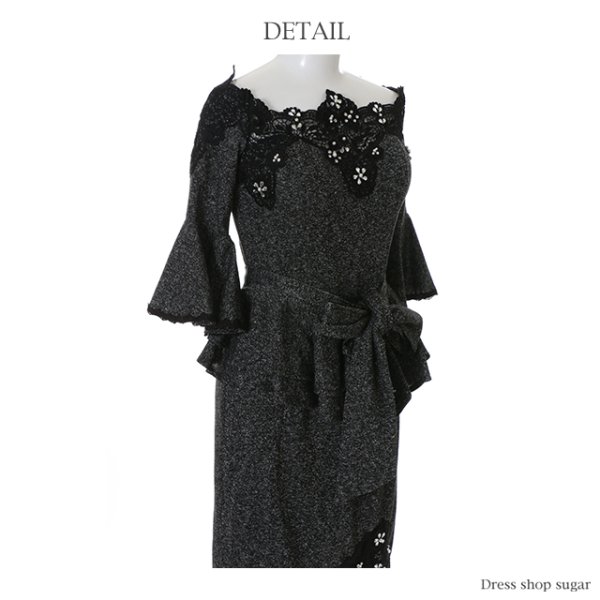 画像10: 【高級ドレスSALE】2wayレースペプラムラメニットミニキャバドレス・s1F1709 (10)