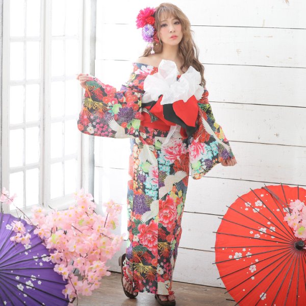 画像2: 【即日発送】【浴衣3点セット】 ☆ここでしか買えない!☆さくりなコラボ商品☆プリンセスフラワー浴衣セット(19obi-2/Yheko030WH / Yhimo206 / A807knR)【YMT】 (2)