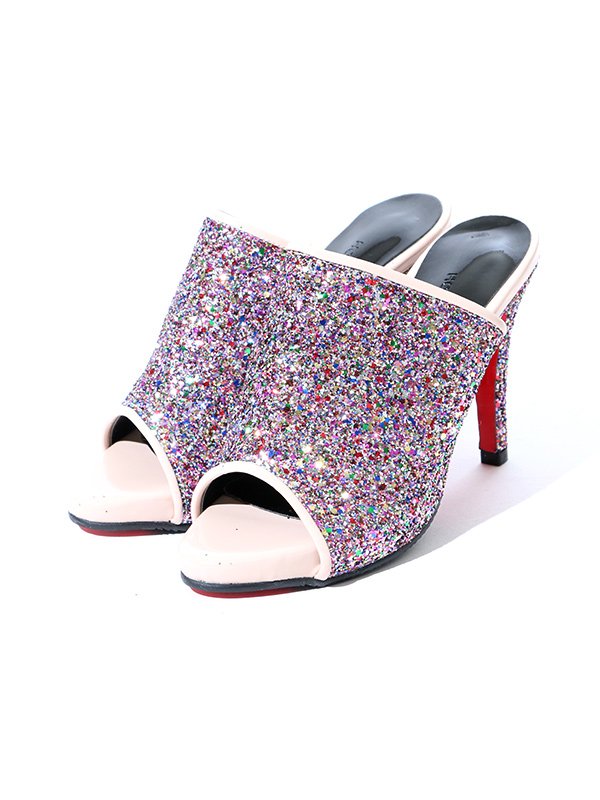 画像4: 【5サイズ/2カラー】オープントゥ/ ラメ/ ヒール/ パンプス[OF02] (4)