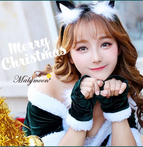 画像9: 【即日発送】【クリスマスコスプレ7点セット】【Malymoon/マリームーン】キャットサンタコスプレ【フリーサイズ/1カラー】[YMT] (9)