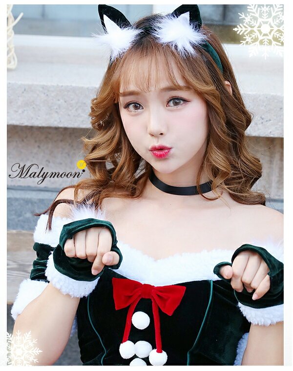 画像8: 【即日発送】【クリスマスコスプレ7点セット】【Malymoon/マリームーン】キャットサンタコスプレ【フリーサイズ/1カラー】[YMT] (8)