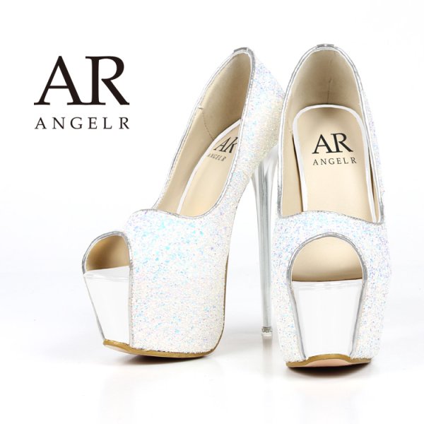 画像1: 【ANGEL R/エンジェルアール】オープントゥ/ラメ/16.5cmヒール/パンプス[OF02]【一部予約商品/7月上旬-7月中旬発送予定】 (1)