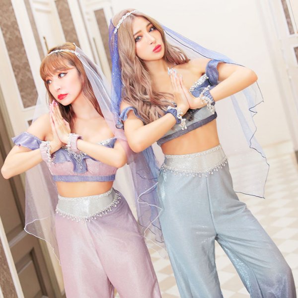 画像2: 【即日発送】アラビアンガール/アラジンコスプレセット【ハロウィン4点セット】【S-Mサイズ/2カラー】[HC03] (2)