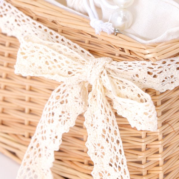 画像4: 【即日発送】パールレースリボン台形型カゴバッグ【YMT】 (4)