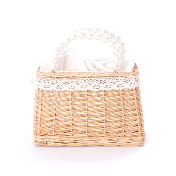 画像7: 【即日発送】パールレースリボン台形型カゴバッグ【YMT】 (7)