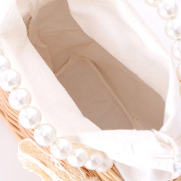 画像8: 【即日発送】パールレースリボン台形型カゴバッグ【YMT】 (8)