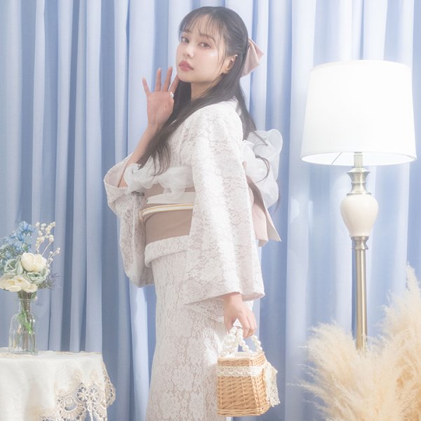 画像9: 【即日発送】パールレースリボン台形型カゴバッグ【YMT】 (9)