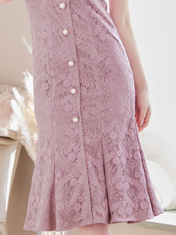 画像6: SALE!総レースマーメイドワンピースドレス/パール/胸元隠し/背中隠し/ミディアムドレス/マーメイド/キャバドレス【S-Lサイズ/2カラー】[HC02-X] 【SB】dzw (6)