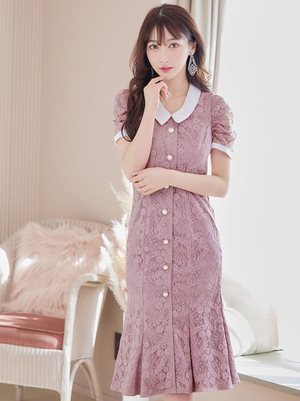 画像8: SALE!総レースマーメイドワンピースドレス/パール/胸元隠し/背中隠し/ミディアムドレス/マーメイド/キャバドレス【S-Lサイズ/2カラー】[HC02-X] 【SB】dzw (8)