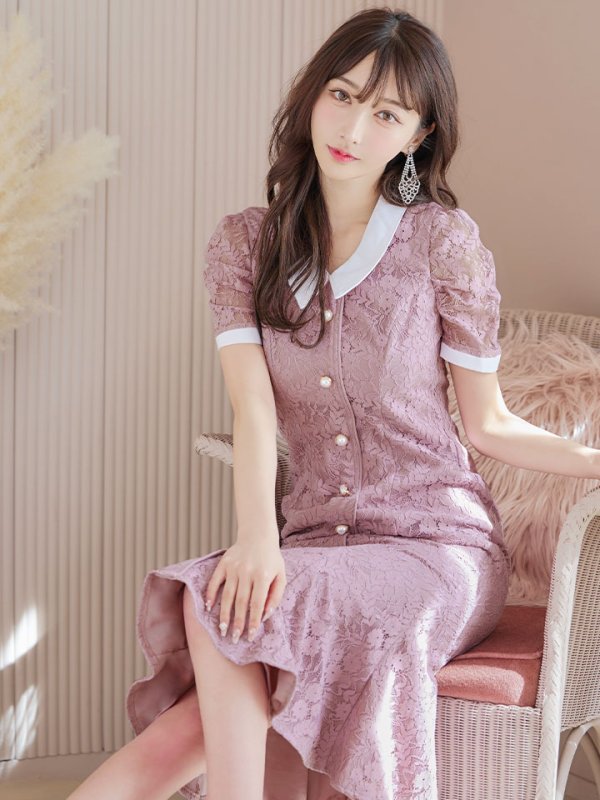 画像10: SALE!総レースマーメイドワンピースドレス/パール/胸元隠し/背中隠し/ミディアムドレス/マーメイド/キャバドレス【S-Lサイズ/2カラー】[HC02-X] 【SB】dzw (10)