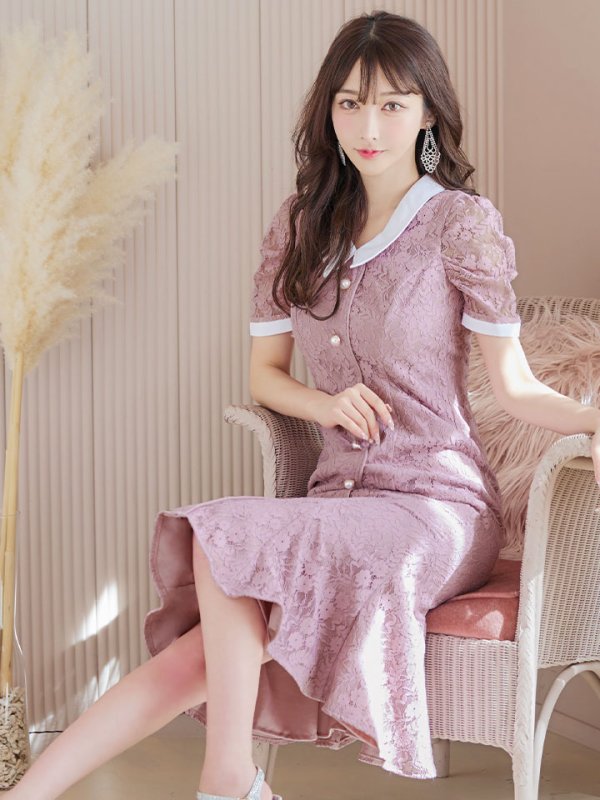 画像12: SALE!総レースマーメイドワンピースドレス/パール/胸元隠し/背中隠し/ミディアムドレス/マーメイド/キャバドレス【S-Lサイズ/2カラー】[HC02-X] 【SB】dzw (12)