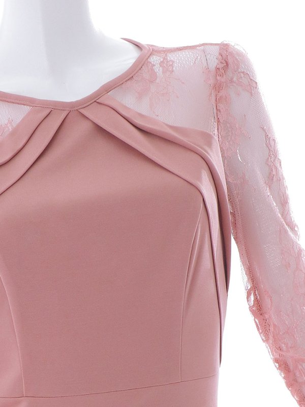 画像20: SALE!【Glera/グレイラ】タックプリーツワンピース/ワンカラー/タイト/ロングスリーブ/レース/シアー/谷間隠し/ミディアムドレス/キャバドレス 【M-XLサイズ/2カラー】[HC02] 【SB】dzk (20)