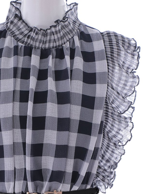 画像15: SALE!ギンガムチェックドレス/マーメイド/ベルト/透け/フリル/胸元隠し/背中隠し/ミニドレス/キャバドレス【S-Lサイズ/1カラー】[OF01-X] 【SB】dzj (15)