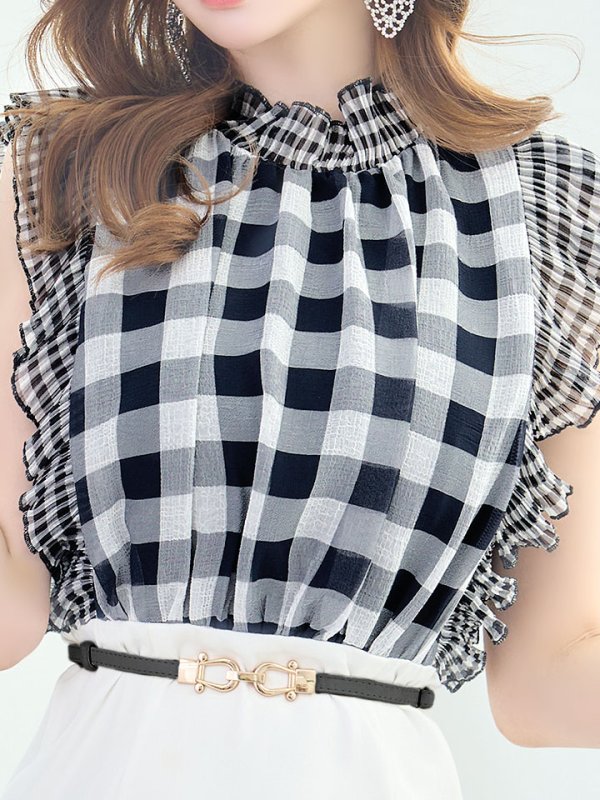 画像4: SALE!ギンガムチェックドレス/マーメイド/ベルト/透け/フリル/胸元隠し/背中隠し/ミニドレス/キャバドレス【S-Lサイズ/1カラー】[OF01-X] 【SB】dzj (4)