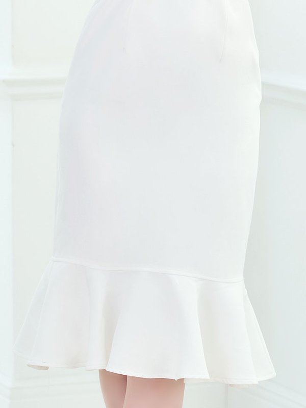 画像5: SALE!ギンガムチェックドレス/マーメイド/ベルト/透け/フリル/胸元隠し/背中隠し/ミニドレス/キャバドレス【S-Lサイズ/1カラー】[OF01-X] 【SB】dzj (5)