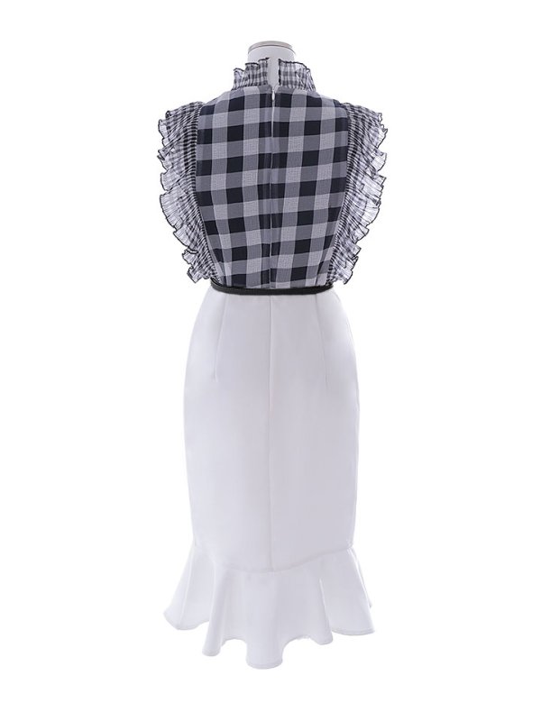 画像14: SALE!ギンガムチェックドレス/マーメイド/ベルト/透け/フリル/胸元隠し/背中隠し/ミニドレス/キャバドレス【S-Lサイズ/1カラー】[OF01-X] 【SB】dzj (14)