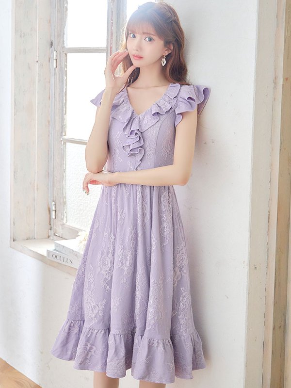 画像4: SALE!【sifeel/シフィール】マーメイドワンピースドレス/フリル/刺繍レース/ベルト/谷間見せ/背中隠し/ミディアムドレス/キャバドレス【S-Lサイズ/2カラー】[HC02]【SB】dzj (4)