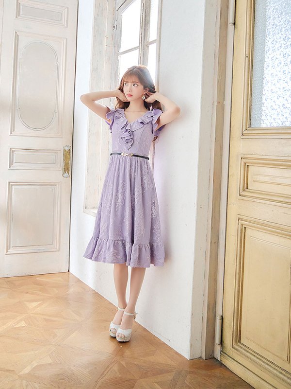 画像10: SALE!【sifeel/シフィール】マーメイドワンピースドレス/フリル/刺繍レース/ベルト/谷間見せ/背中隠し/ミディアムドレス/キャバドレス【S-Lサイズ/2カラー】[HC02]【SB】dzj (10)