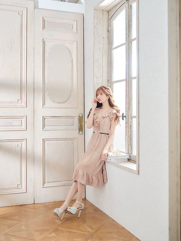 画像11: SALE!【sifeel/シフィール】マーメイドワンピースドレス/フリル/刺繍レース/ベルト/谷間見せ/背中隠し/ミディアムドレス/キャバドレス【S-Lサイズ/2カラー】[HC02]【SB】dzj (11)