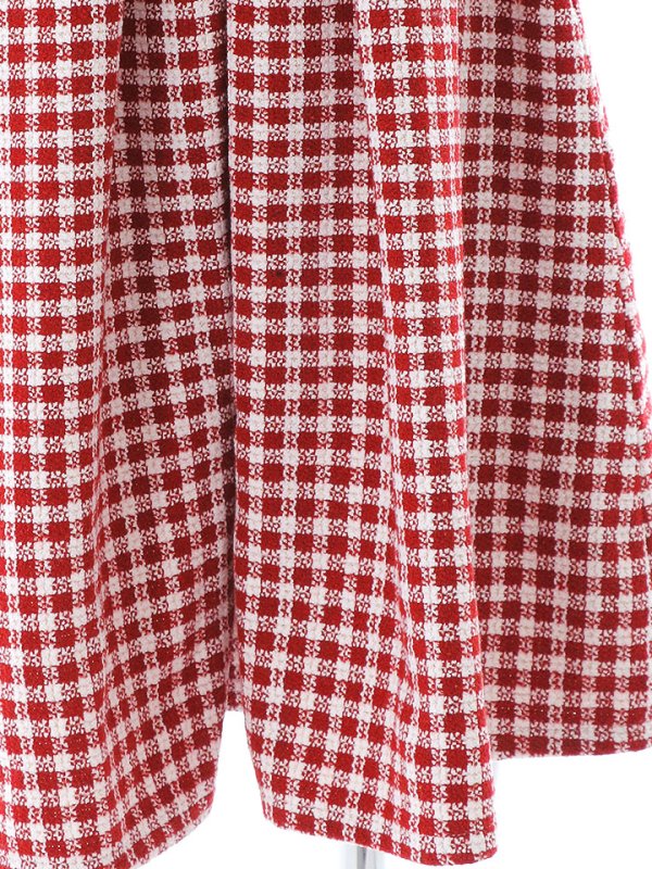 画像17: SALE!レッドスイートツイードフレアーワンピースドレス/ベルト/チェック柄/胸元隠し/背中隠し/フレアー/ミディアムドレス/キャバドレス【S-Lサイズ/1カラー】[HC02-X] 【SB】dzw (17)