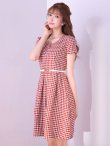 SALE!レッドスイートツイードフレアーワンピースドレス/ベルト