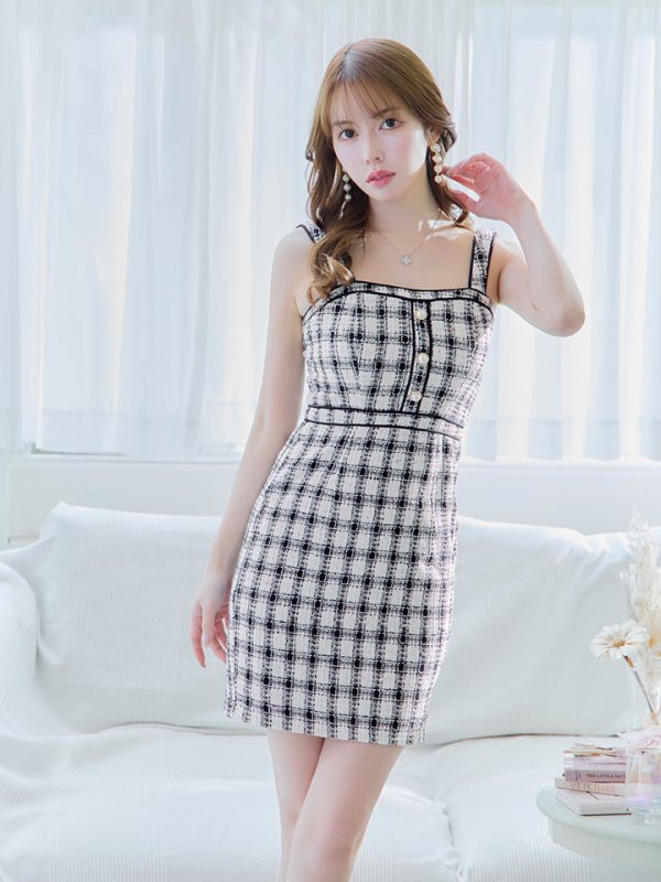 画像8: SALE!チェックツイードツイードキャミソールドレス/タイト/ミニドレス/キャバドレス/ワンピース【S-Lサイズ/1カラー】[HC02-X] 【SB】dzw (8)
